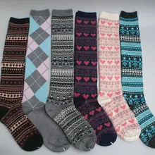 Из мягкой шерсти Для женщин носки до колена в винтажном стиле длинные носки до колена для девочек; теплый для зимы