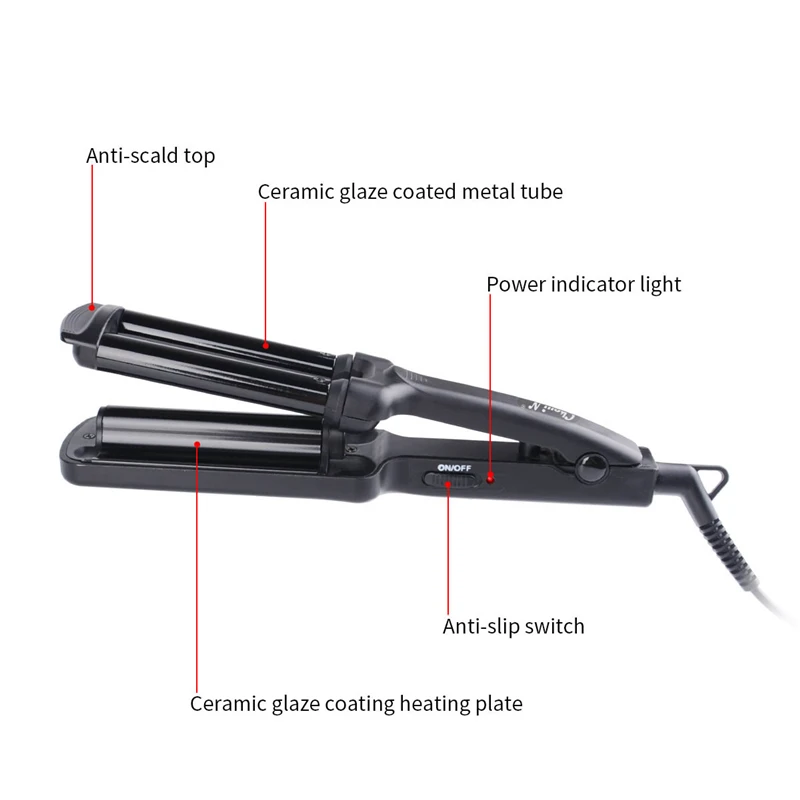 110-240V Mini Hair Wave Iron Portable Travel Hair Curler Roller Triple Barrels Hair Curling Wand Crimper Small Wavy Hair Styler 110-240V Mini Hair Wave Iron Portable Travel Hair Curler Roller Triple Barrels Hair Curling Wand Crimper Small Wavy Hair Styler