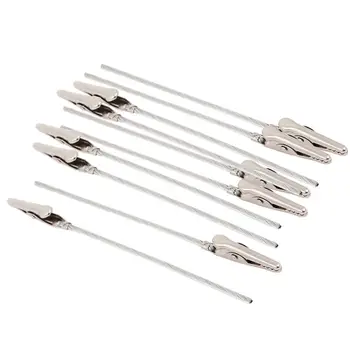 

10 X Crocodile Metal Clips With Wire Stalk Alligator Clamps For Memo Note Card Holders