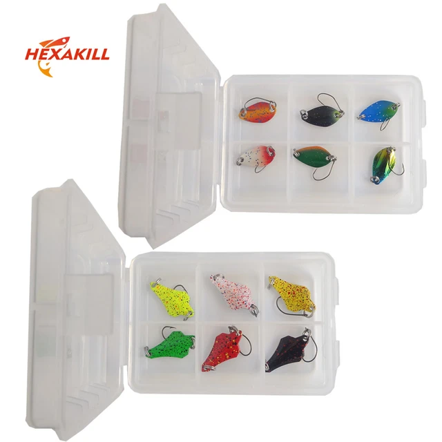 Hexakill Transparent PVC Box Metal bait set Spoons Trout Lures Kit Wobbler  Spoon micro metal lures