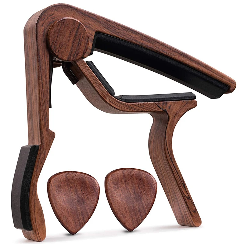 ABGZ-Woodgrain гитара Капо для акустической гитары, укулеле, электрогитары, бас и древесины медиаторы(2 комплекта