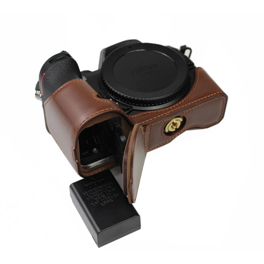 Custodia Per Fotocamera Portatile In Pelle Pu Per Nikon Z50 Z30 Half Body Shell Con Apertura Della Batteria Di Alta Qualità