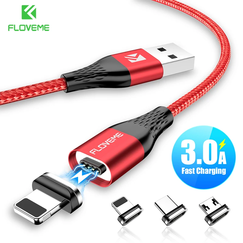 FLOVEME Прочный Плетеный Магнитный USB кабель для зарядки Micro Тип C iPhone 11 8 X магнит 3A