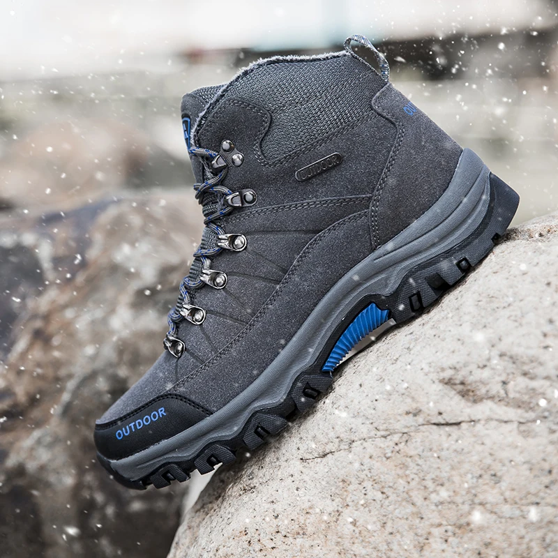 Winter Boots Men Boots Men Winter Shoes Plus Size Warm Ankle for Leather Winter Boots Shoes Men Plush Winter Sneakers Mens