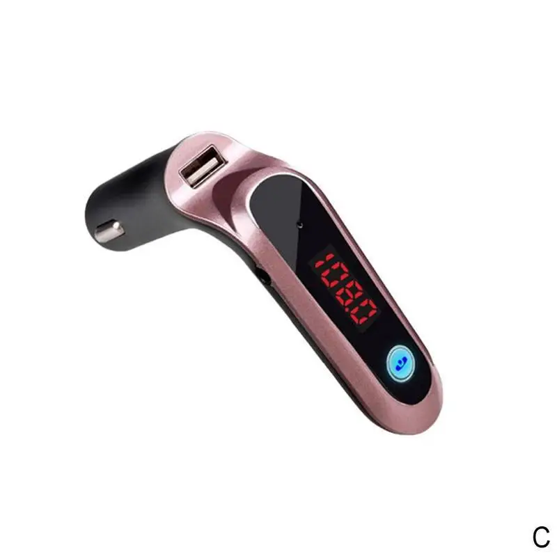 Музыкальный плеер FM USB передатчик TF карта стойка для зарядки беспроводной ЖК-дисплей громкой связи Мобильные Телефоны Планшеты Dsp Bluetooth автомобильный комплект MP3 - Название цвета: Розовый