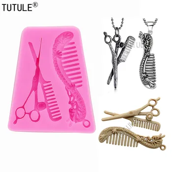 

Beauty HAIR SILICONE MOLD Includes Scissors,Comb, Flexible Comb mould,Fondant chocolate cake mold,Clay Polymer Silicone mold