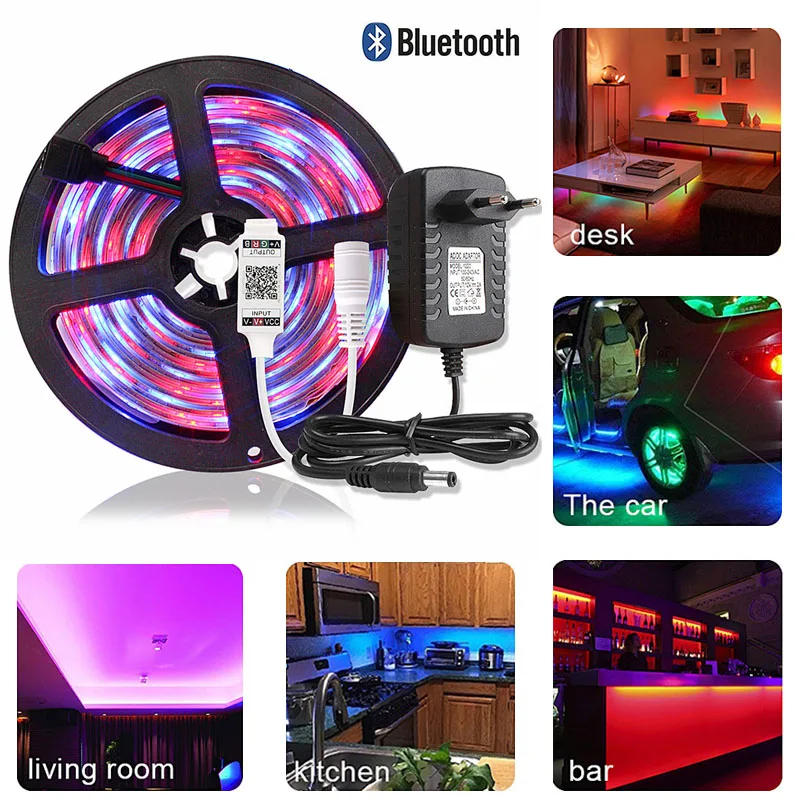 12 В RGB светодиодный светильник 5 м приложение Bluetooth управление Открытый водонепроницаемый гибкий неоновый Tira светодиодный светильник для гостиной украшение лампы