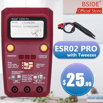 BSIDE ESR02PRO Digital Transistor SMD Components Tester Diode Triode Capacitance Inductance Multimeter ESR Meter bside esr02pro digital transistor tester smd components diode triode resistance capacitance inductance multimeter esr meter