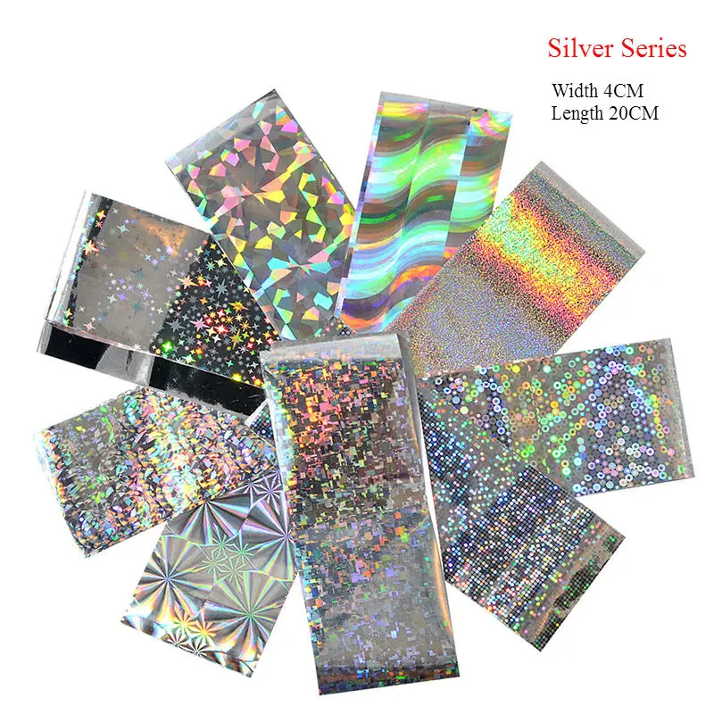10 шт./компл. дизайн ногтей перевод рисунка звезда концертная вывеска Горячая переводная наклейка золото серебро звезда небо голографическая Звездная концертная вывеска
