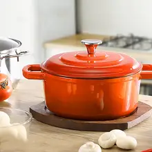 22 см утолщенной чугунная кастрюля для супа с антипригарным покрытием эмалью из железа супница горшок чугунный горшок суп с лапшой для готовки термостойкая кухонный инструмент