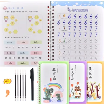

3 Books Writing Copybook For Calligraphy Book For Kids Handwriting Learning numerals In English Painting Practice Notebook