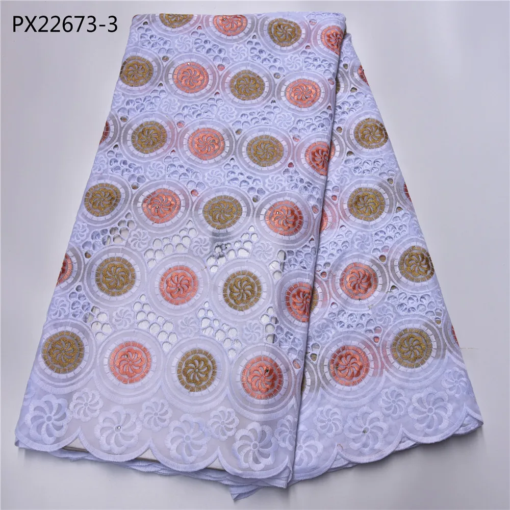 New coming african style Guangzhou lace markrt cotton fabric 5 yards polish dry lace for women