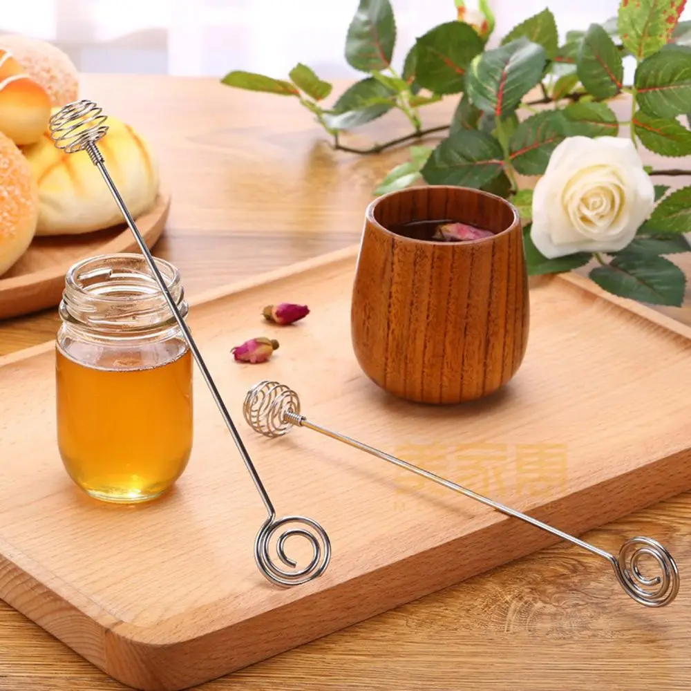 2pc Long Handle Honey Dipper Spoons Tea Coffee Dessert Stick Spiral Mixing Spoon Home Kitchen Bar Accessories |
