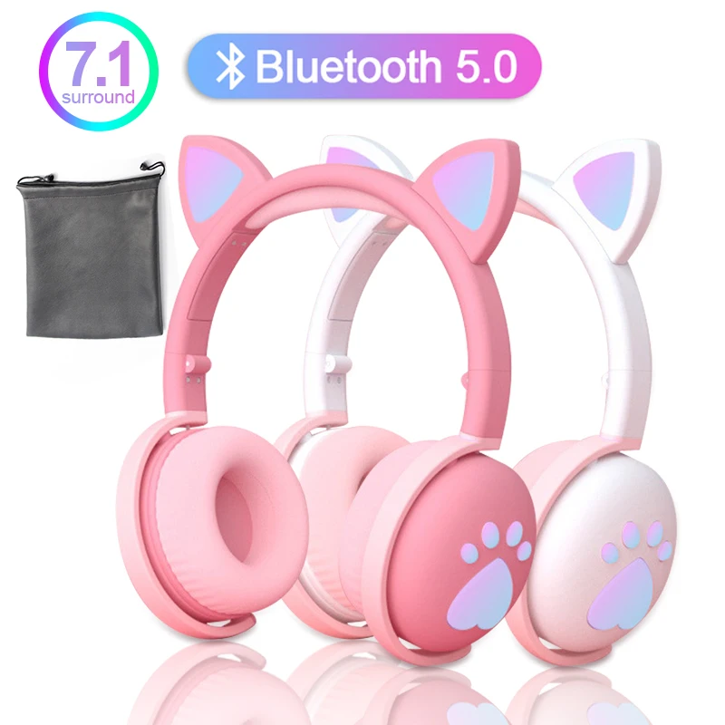 Casque Sans Fil Gamer Rose Chat Oreille Bluetooth 5 0 Fone De Ouvid Mignon Ps4 Telephone Pc Avec Micro 3 5mm Gaming Telephone Ps4 Overear Gamer Ecouteur Sans Fil Bluetooth Aliexpress