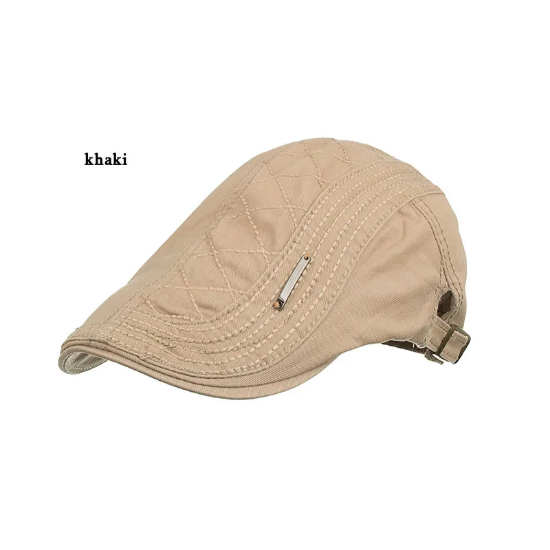 Z023-khaki Высококачественная хлопковая одноцветная сетчатая Кепка, мужская повседневная шапка в стиле ретро, берет - Цвет: Z023-khaki