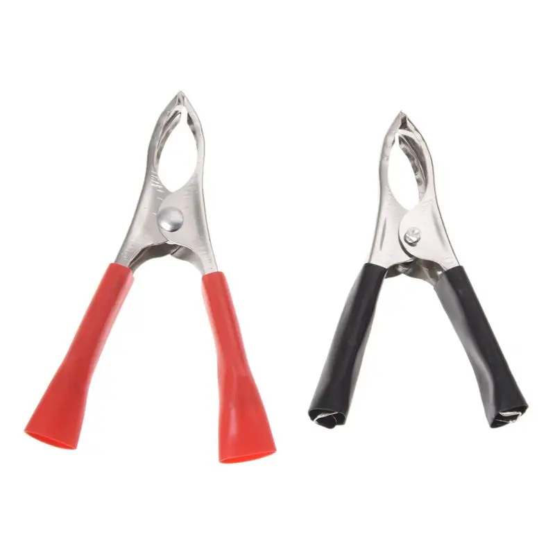Promotion! 2 Pair Silver Plated Insulated Car Battery Clips Alligator Clamps 50A