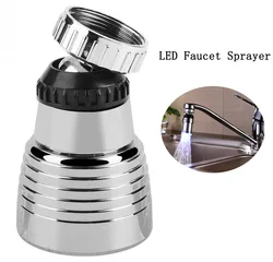 360 Degree Rotation Temperature Sensor Light Water Tap for Kitchen and Bathroom Colored LED Faucet Sprayer  Kitchen Faucet