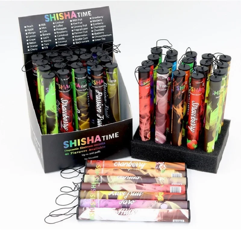 Cena 20 sztuk więcej partii 500 Puffs Shisha czas Stick Pen przenośne wiele smaków elektroniczny papieros owoce smak jednorazowe Stick Pen