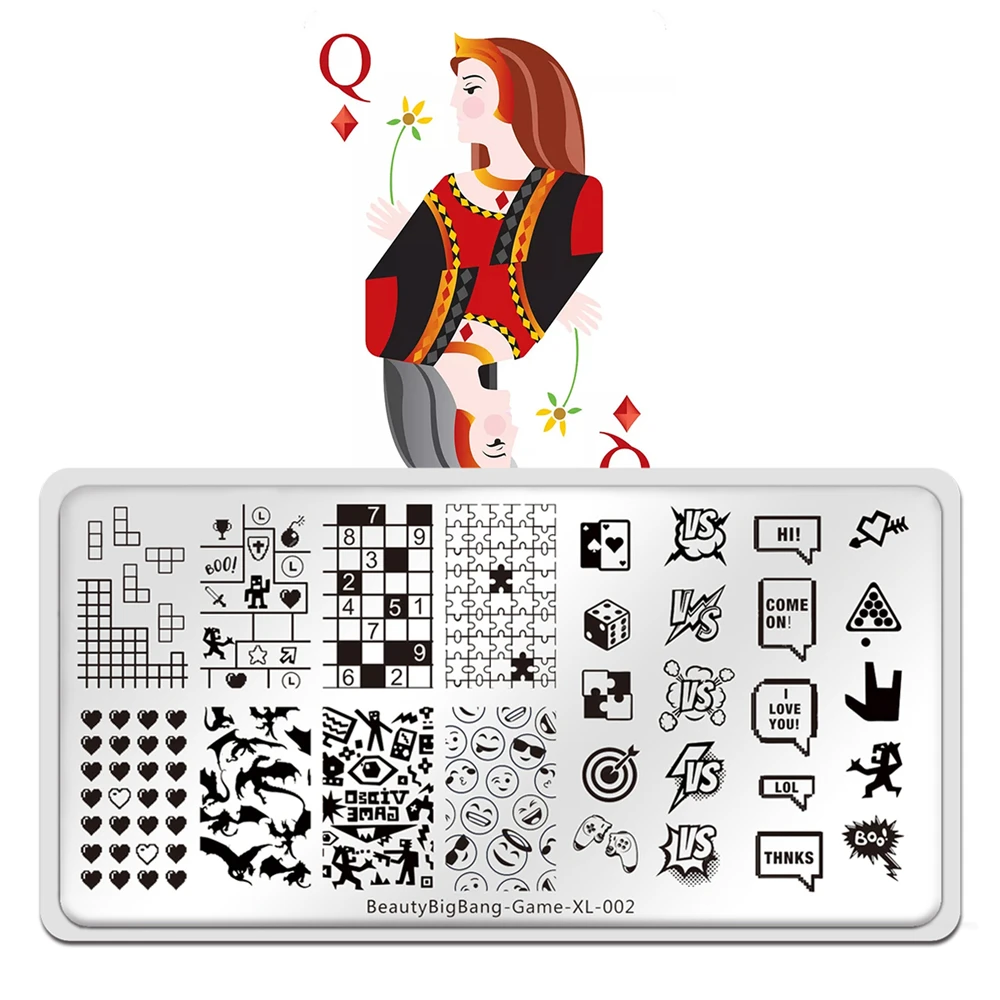 6x12cm 스테인레스 스틸 네일 아트 템플릿 네일 스탬핑 플레이트 게임 XL-0..