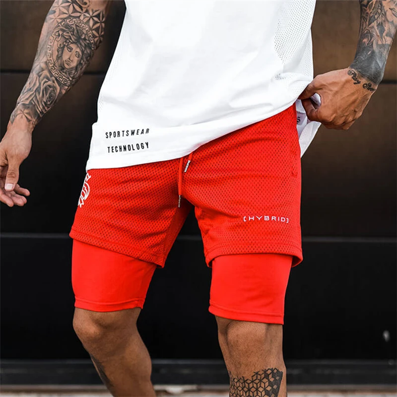 New Running Shorts Summer Men'S Gym Fitness Bodybuilding Training Quick-Drying Shorts Men's Jogging Running Sports 2-In-1 Shorts casual shorts for women Casual Shorts