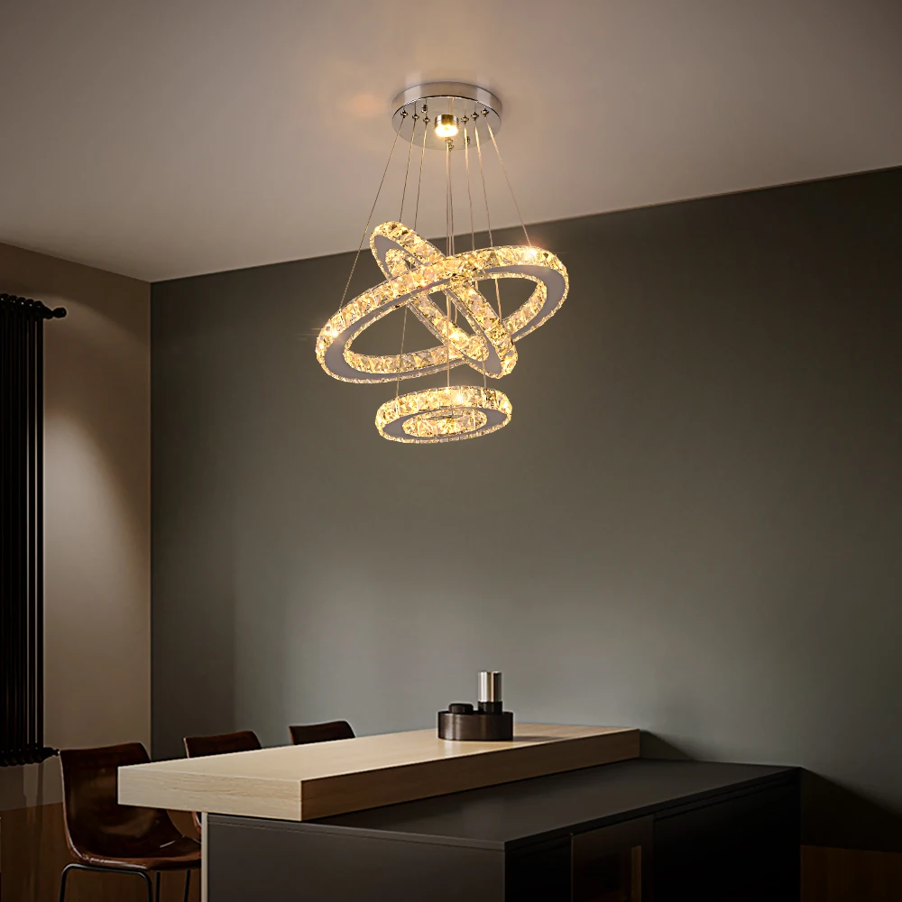 Modern Chandeliers - Modern Crystal 3 Rings Chandeliers