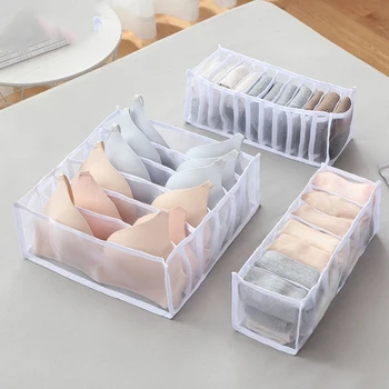 

3pcs/set Practical Multi-grids Underwear Storage Box Sock Bra Underpant Organizer Lattice Mesh Drawer Tidy Divider