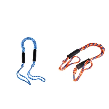 

2 Pack 3.5ft Bungee Boat Dockline - Tensioning Dock Line Tie-Down Rope for Boats, (Blue+Orange)