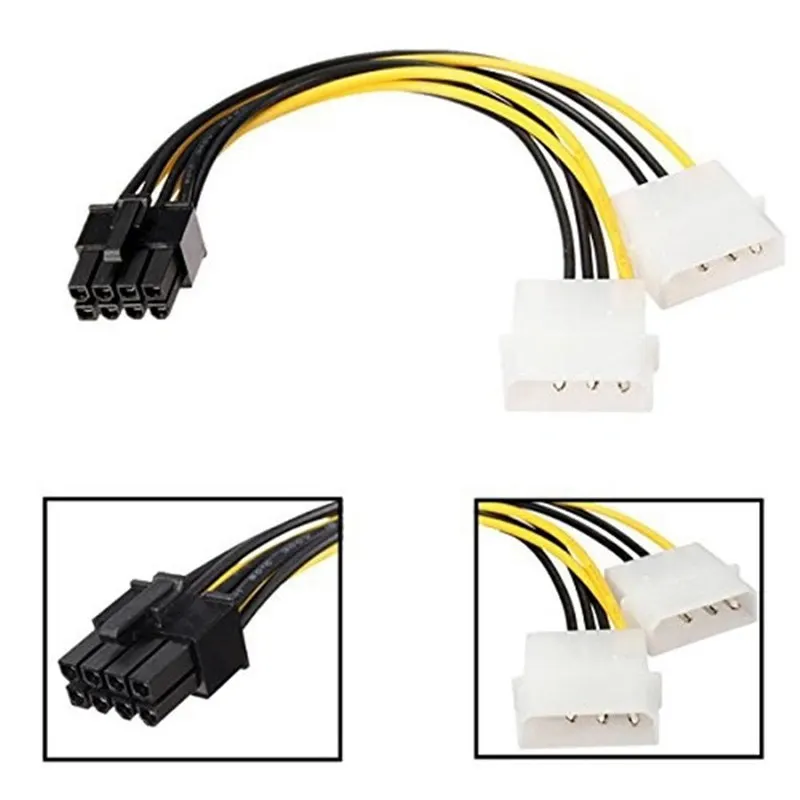 8-контактный мини PCIe для 2x molex разъем питания кабель(2 штуки в упаковке