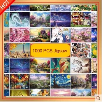 

1000 piece puzzle adult educational toy scenery anime cartoon ordinary puzzle toy cherry blossom villa starry sky
