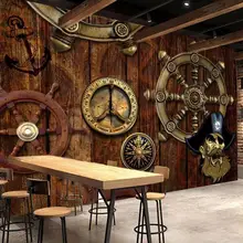 Пользовательские Настенные обои ретро ностальгические деревянные доски руль морская тематика ресторанный инвентарь Обои для рабочего стола
