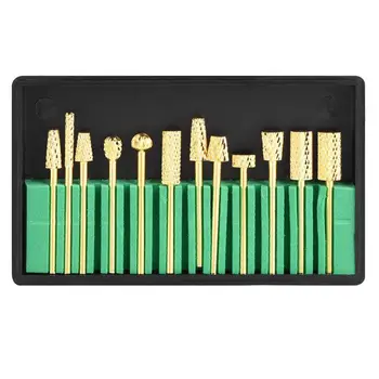 

12 pcs Nail Drill Carbide Bit High Quality Golden Electric Nail Drill File Carbide Bits Nail Art Manicure Pedicure Tool