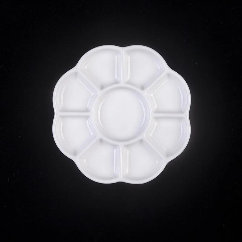 Artsecret White Ceramics Round 9 Hole Palette for Acrylic Oil Watercolor Gouache Craft DIY Art Painting Easy Washing color palette watercolor palette