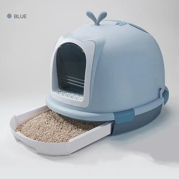 

Cute Pet Cat Litter Box Fully Enclosed Bentonite Cat Excrement Toilet Toilet Deodorant Large Cat Toilet circle zero litter box