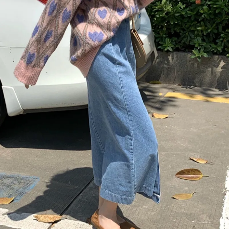 Весенне-осенняя Новая женская юбка модная уличная длинная юбка с разрезом по подолу Сексуальная джинсовая юбка Повседневная Корейская Высокая талия джинсовая юбка