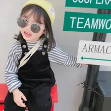 Новинка года, Осенний вельветовый Детский пояс, штаны однотонные штаны на подтяжках для детей ясельного возраста Детские Полосатые брюки для отдыха