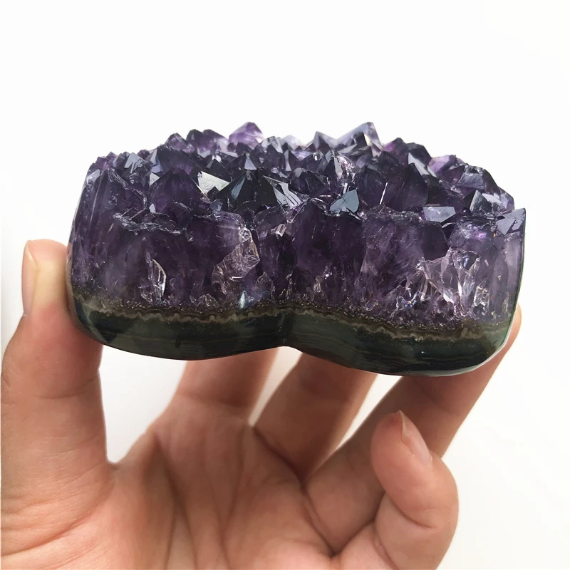 Натуральный Уругвайский Аметист Geode хрустальное сердце кластера Глубокий фиолетовый образцов украшения натуральные камни и минералы
