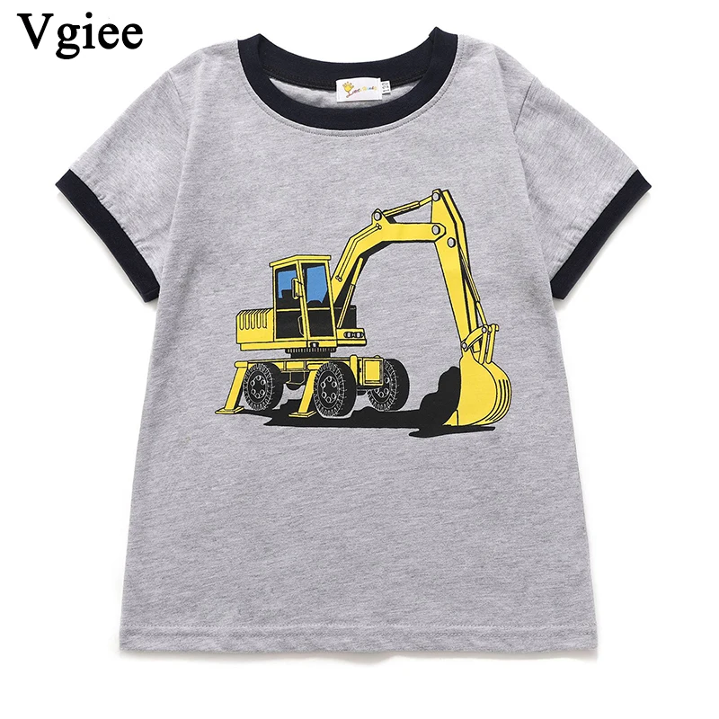 

Vgiee Boys Tops T Shirts Kids Short Shirt Spring Summer 2-8 Years Baby Boy Clothes for Train Excavator Cartoon CC242