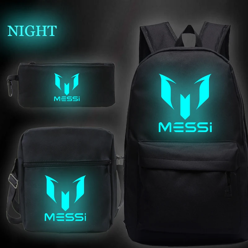 Messi, светящиеся школьные сумки для мальчиков и девочек, рюкзак для путешествий, Bolsa Escolar, сумка через плечо, сумки для ручек, сумка для ноутбука - Цвет: 2