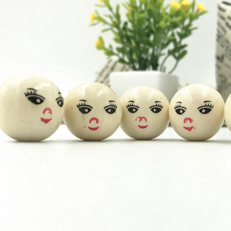 DIY 30 шт деревянные круглые окрашенные улыбка лицо деревянные бусины для ювелирных изделий 21 мм