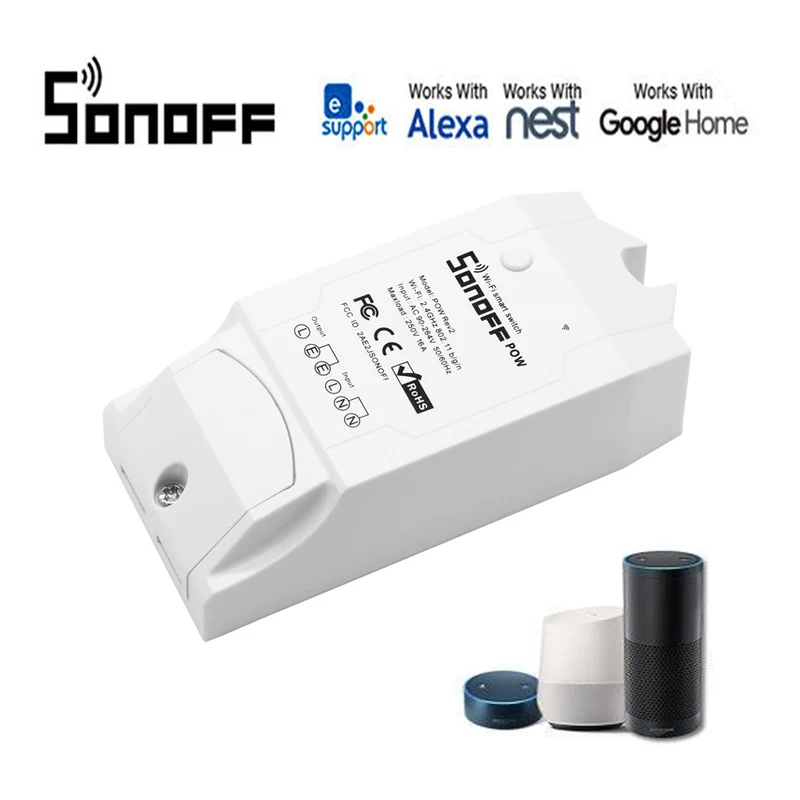 Ewelink Itead Sonoff POW R2 smart power Switch 15A регулятор измерения энергопотребления работает с Alexa/Google home