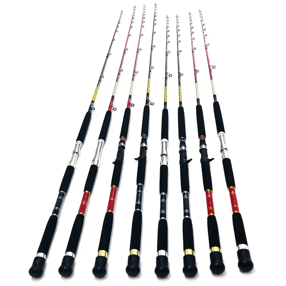 2.1m Slow Jigging Boat Fishing Rod Spinning Casting Rod Fuji Ring for Sea  Electric Reel Accessories Red Black Carbon Fiber Pole