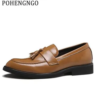 

New Mens Dress Shoes Autumn Leather Oxford Shoes Tassel Wedding Party Men Flats Comfort Office Formal Loafers Men Plus Size