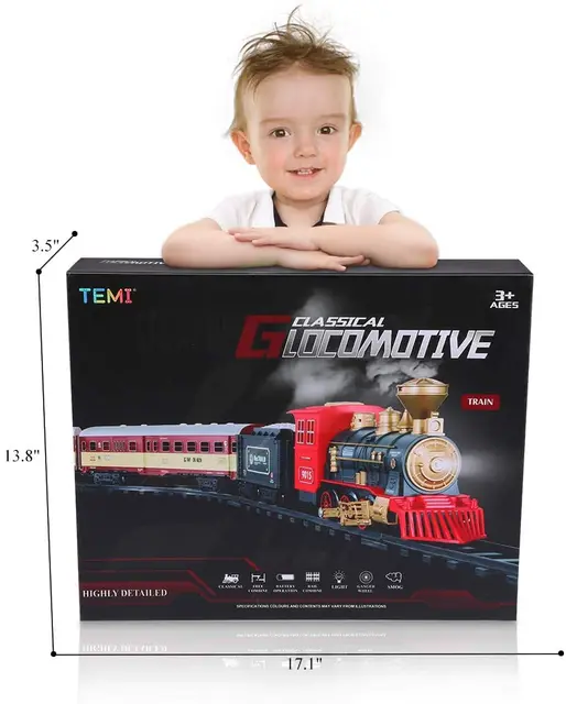 Electric Christmas Train Toy Set Car Railway Tracks Steam Locomotive Engine Diecast Model Educational Game Boy Toys for Children 6