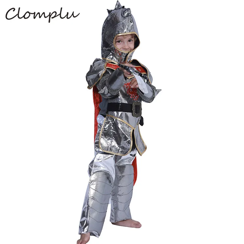 Clomplu аниме косплей рыцарь Хэллоуин костюм для детей мальчиков костюм для косплея на Хеллоуин вечерние шоу праздничные наборы топ и штаны и шляпа