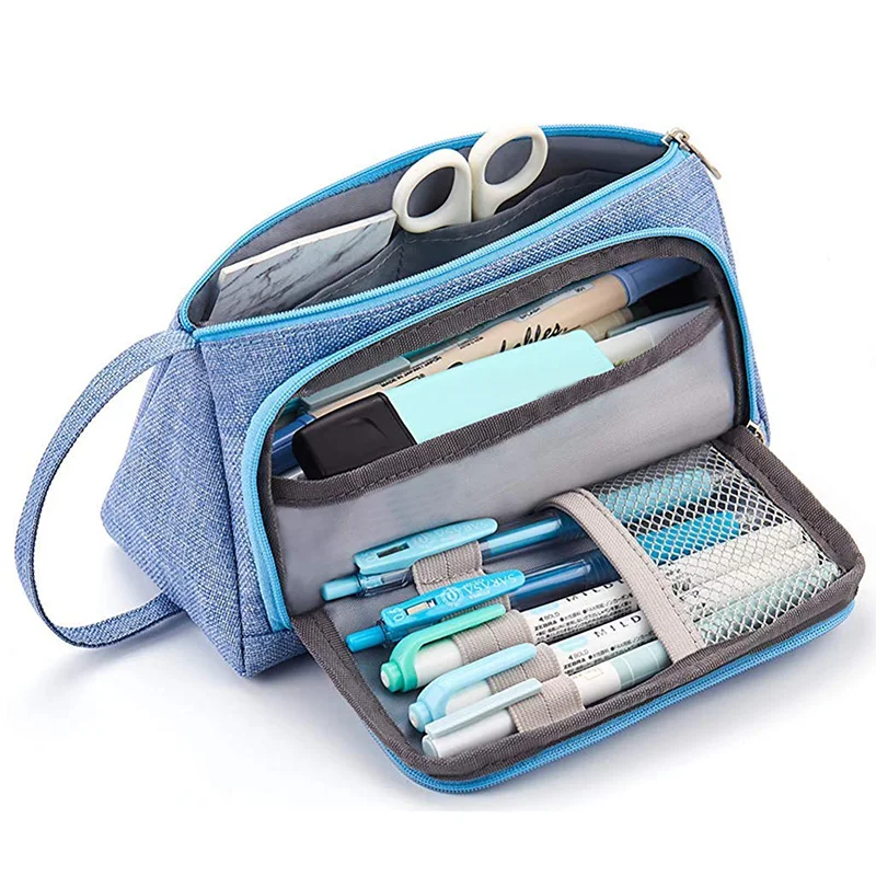 

Big Capacity Colored Linen Storage Pouch Marker Pen Pencil Case Stationery Bag Holder for Middle High School Office College Chri