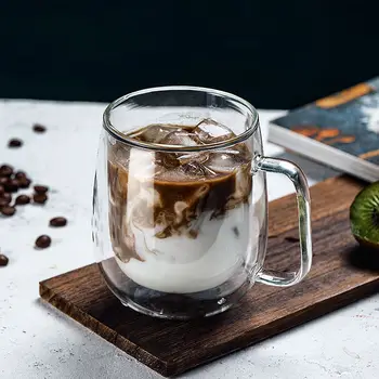 

Heat Resistant Double Wall Glass Coffee/Tea Cups And Mugs Travel Double Coffee Mugs With The Handle Mugs Drinking Shot Glasses