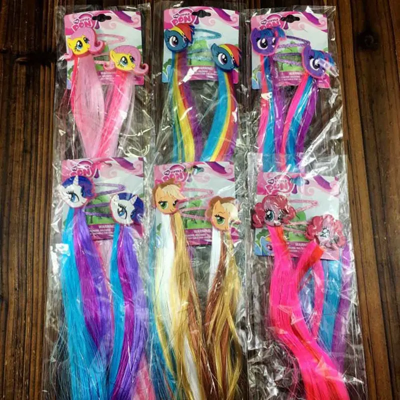 2 шт./пара с любимыми персонажами из мультфильмов «Unicorn Hair клипсой цветной парик волос галстуком-бабочкой Детские волосы для девочек шпильки Женские аксессуары для волос с декоративный парик
