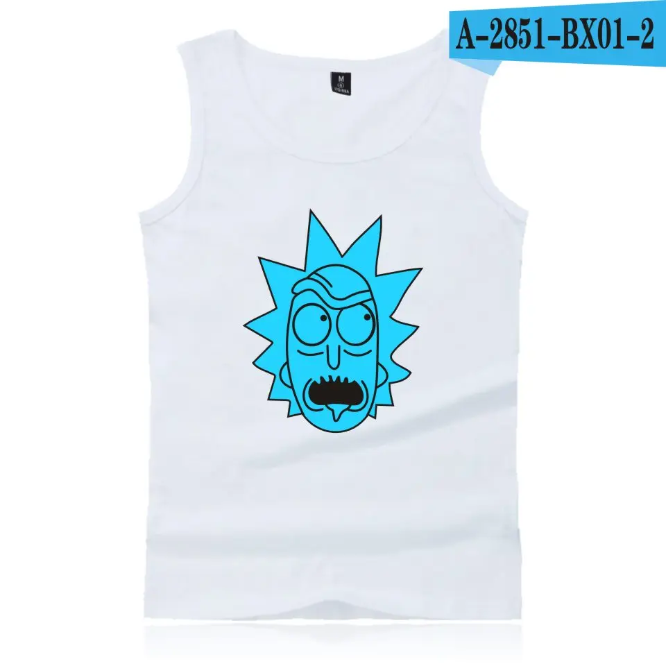 Rick And Morty летние тонкие топы на бретелях для мужчин Бодибилдинг Фитнес-тренировка повседневные мужские топы плюс размер 4XL - Цвет: white