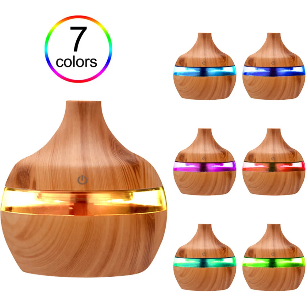 300ml Aromatherapy Essential Aroma Oil Diffuser Humidifier 7 Color LED Night Light Wood Grain Air Humidifier