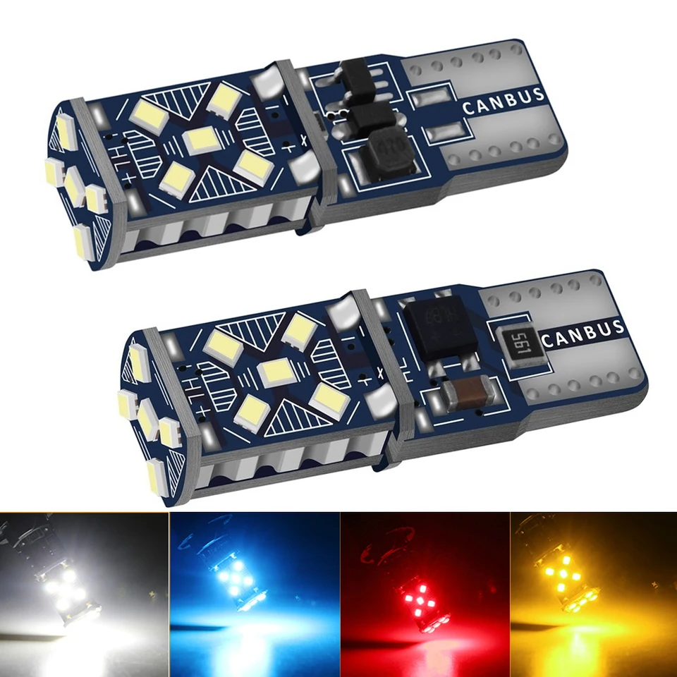 2pcs W5W T10 LED Canbus Light Bulbs for BMW Audi Mercedes Car Interior  Reading Parking Lights White Blue Red Yellow No Error 12V - AliExpress